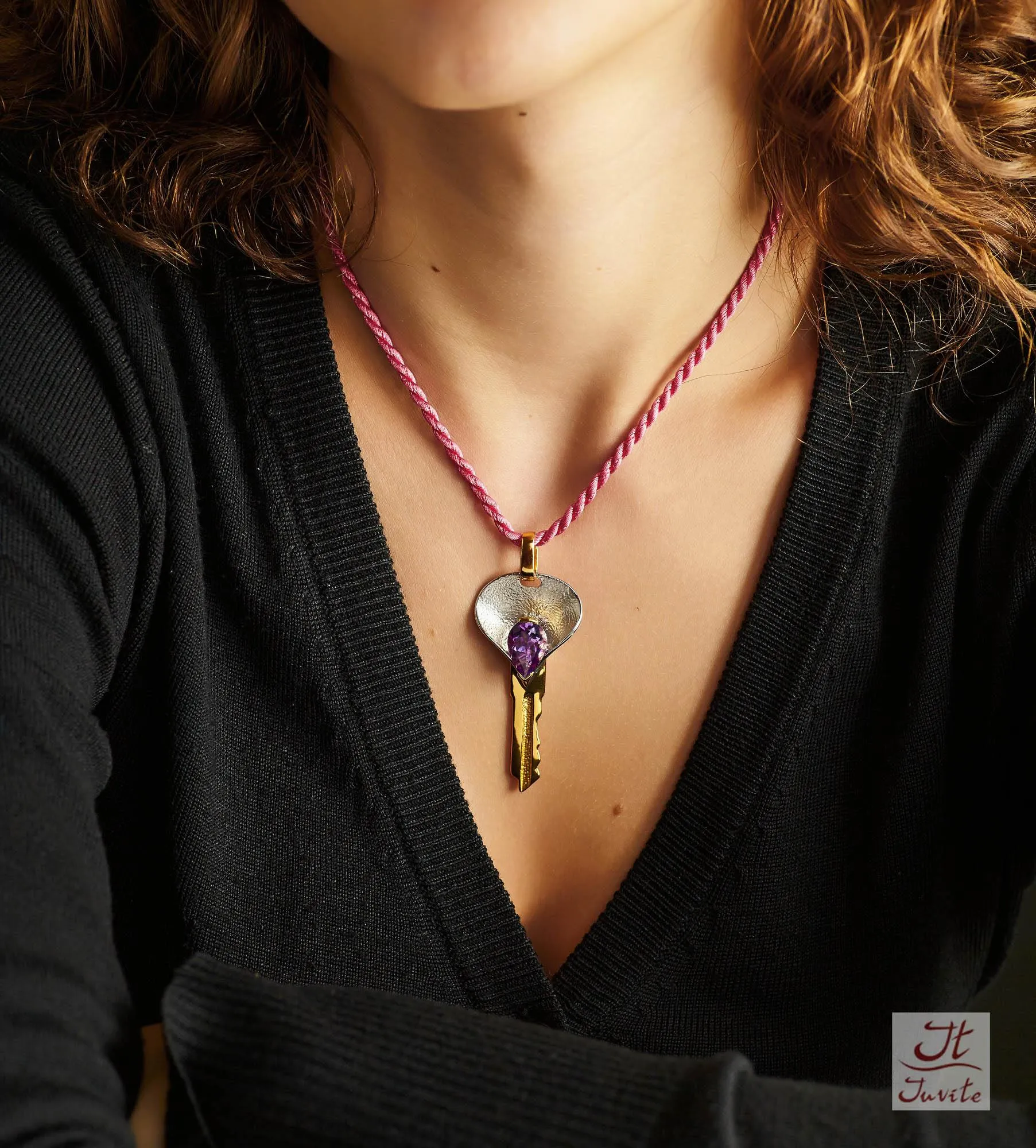 Happiness Key Sterling Silver Pendant