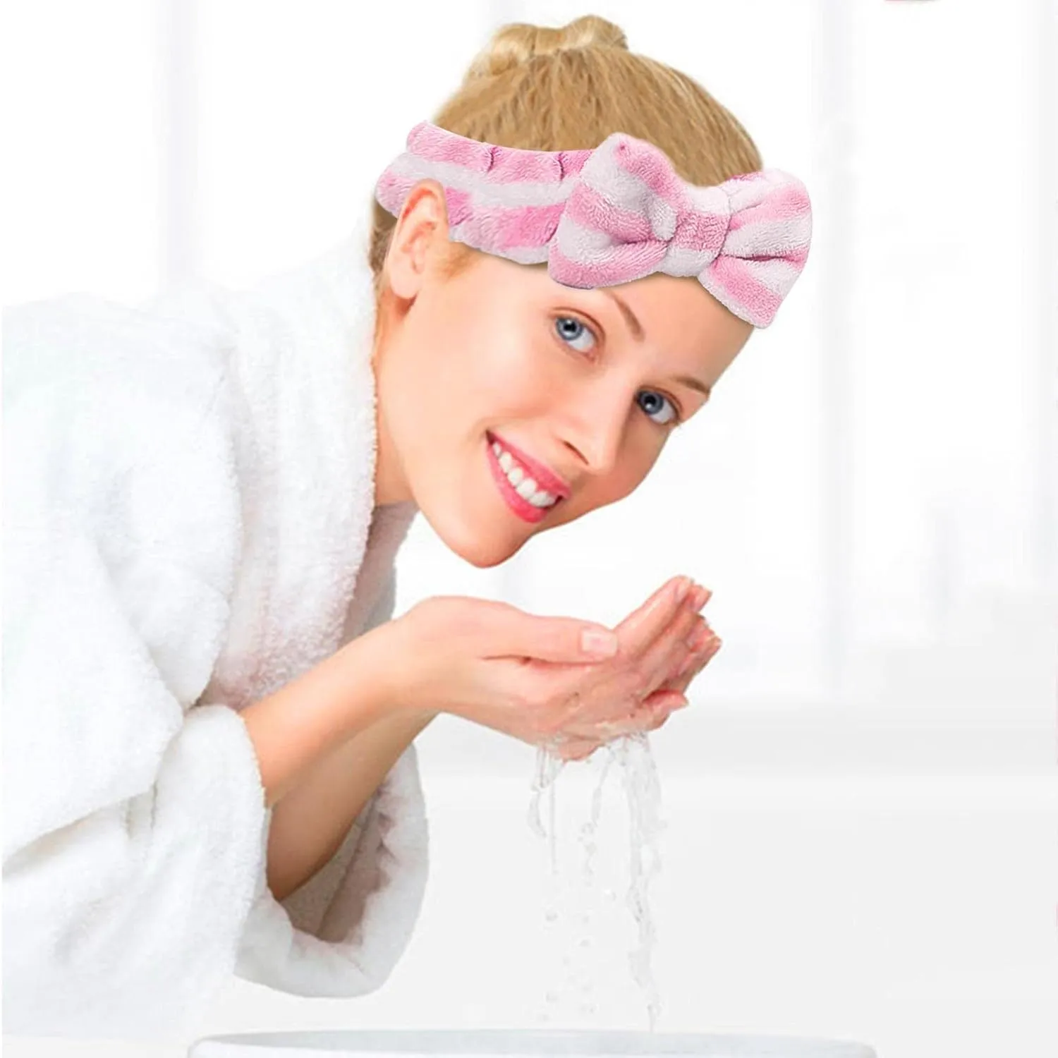 Head band for Women Girls Bowknot Bow Makeup Headbands Soft Coral Fleece Hair Band