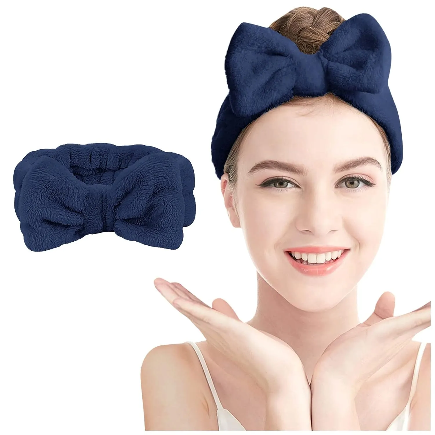 Head band for Women Girls Bowknot Bow Makeup Headbands Soft Coral Fleece Hair Band