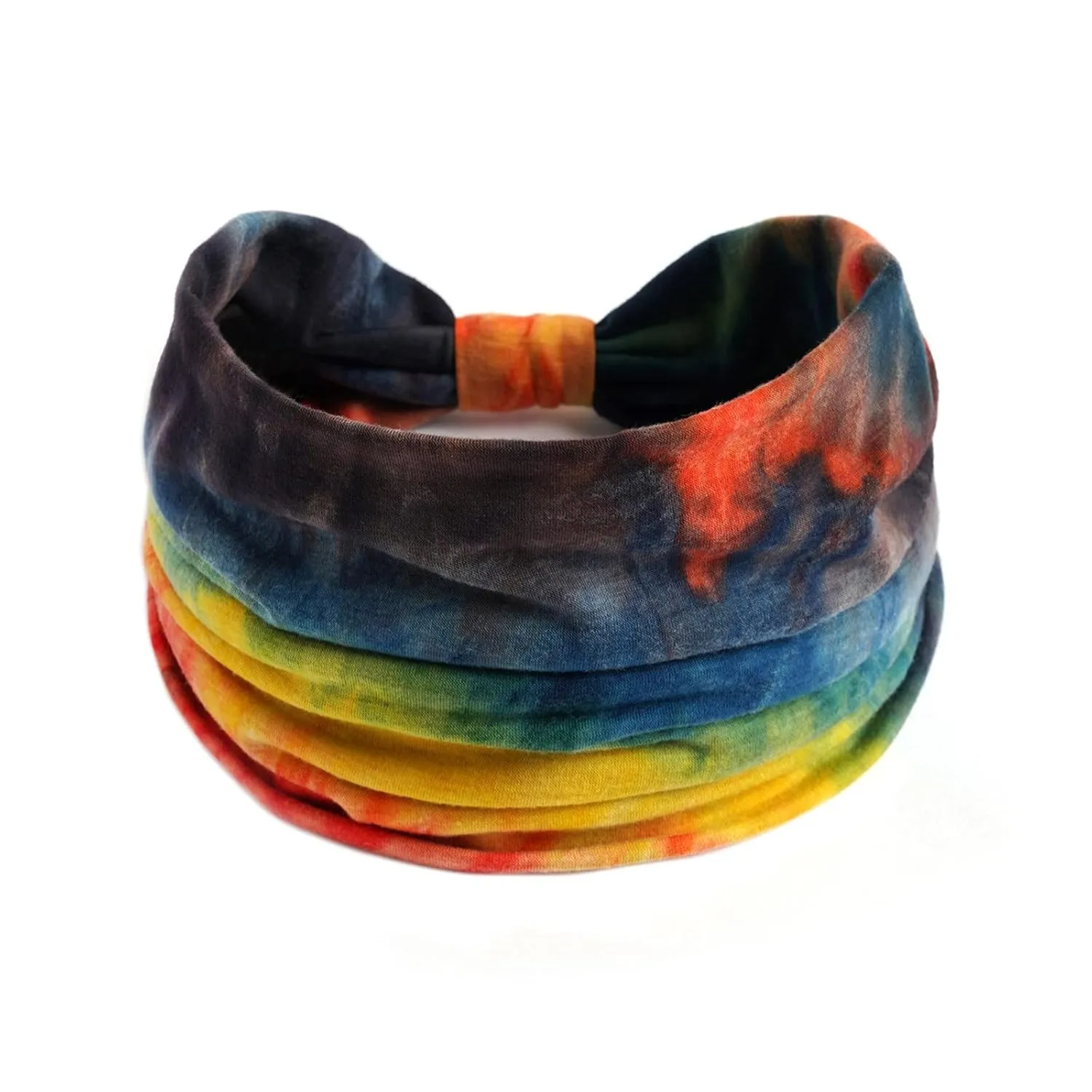 Headbands for Women, 2 Pack Boho Headbands Non Slip Fashion Wide Headband Hair Wrap for Daily Use Sport Yoga Running (Blue Orange-A, One Size)