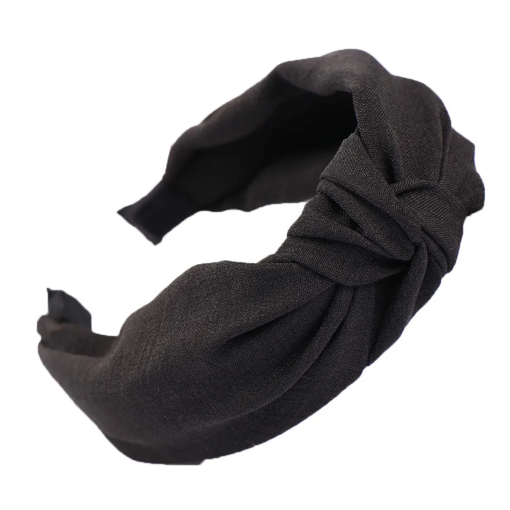 Headbands for Women Girls Knotted Headbands Non Slip Boho Hair Hoop Headpiece For Daily (Black, One Size)