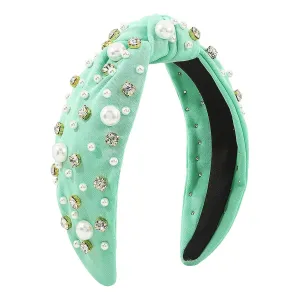 Headbands for Women Girls Vintage Flower Printed Headband Rhinestone Crystal Elastic hairbands Hair Accessories Jewelry