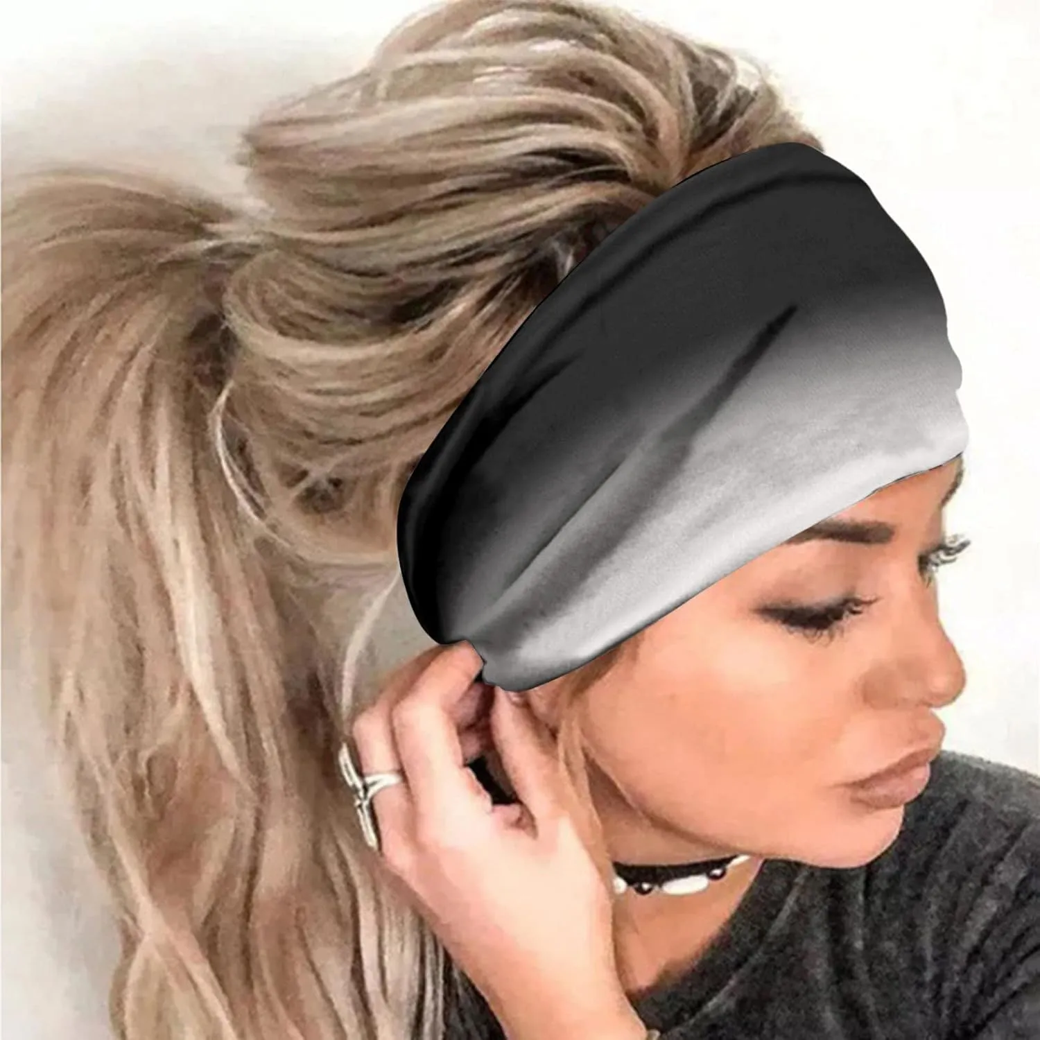 Headbands for Women Head Bands Boho Non Slip Hair Bands Elastic Hair Accessories (C, One Size)