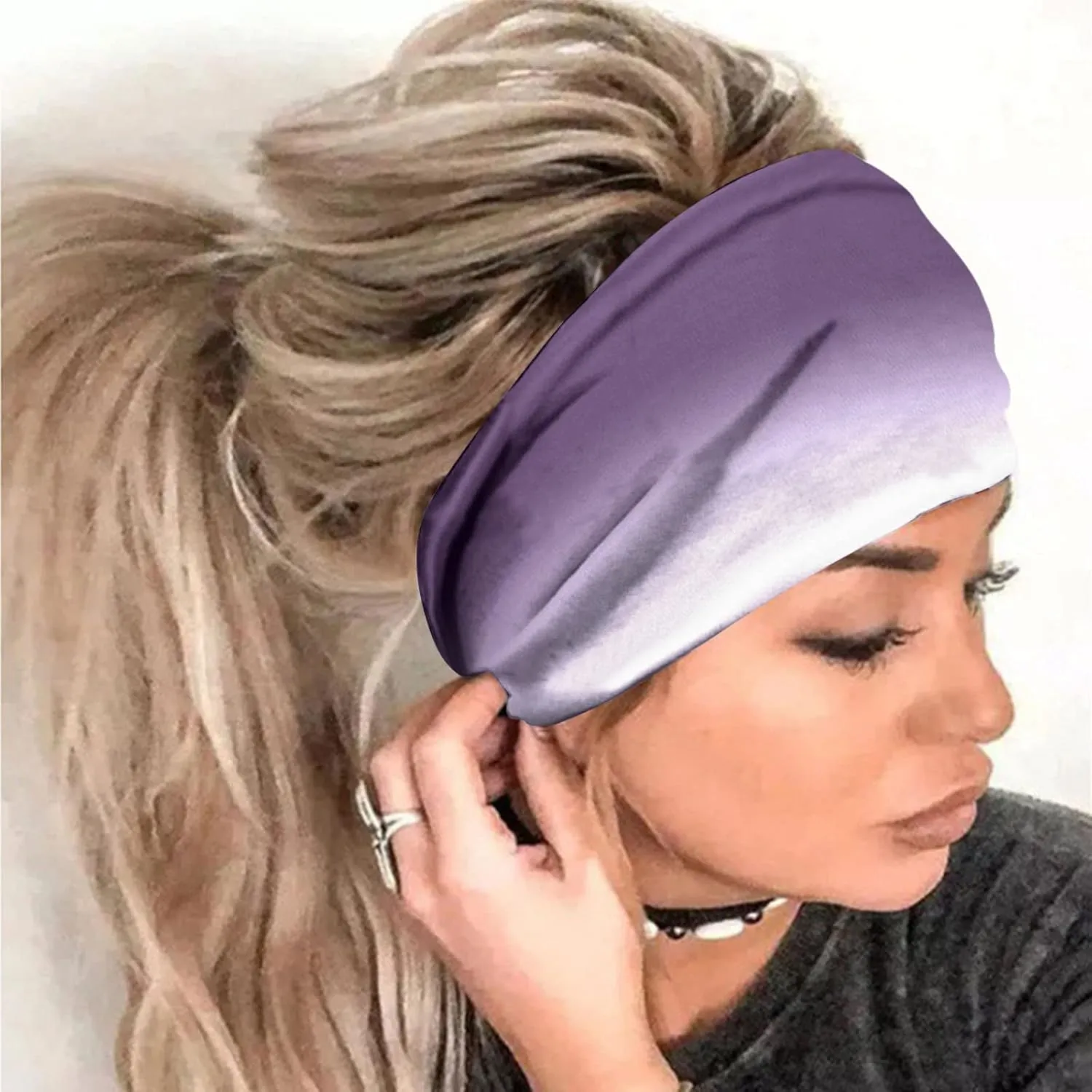 Headbands for Women Head Bands Boho Non Slip Hair Bands Elastic Hair Accessories (E, One Size)