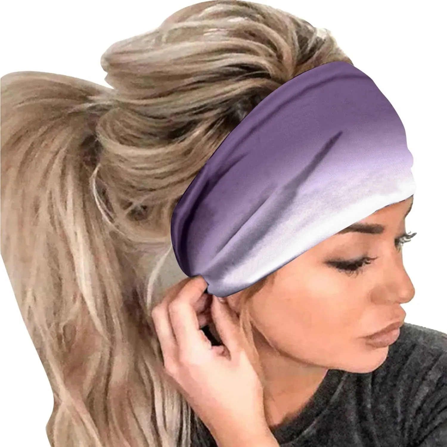 Headbands for Women Head Bands Boho Non Slip Hair Bands Elastic Hair Accessories (E, One Size)