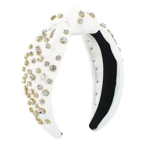 Headbands for Women Vintage Knotted Pearl Turban Hair Bands/Hoops Party Hair Accessory (White, One Size)