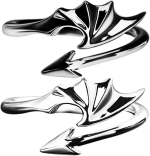 Homoyoyo 2 Pcs Couples Matching Angel Set Open Adjustable Promise Rings for Couples Fashion Statement Jewelry for Her Him