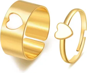 HUASAI Promise Rings for Couples Matching Couple Rings Engagement Rings Non Tarnish for Boyfriend Girlfriend Wedding Bands for Her Open Adjustable Wedding Rings Jewelry Gifts for Couples 2024