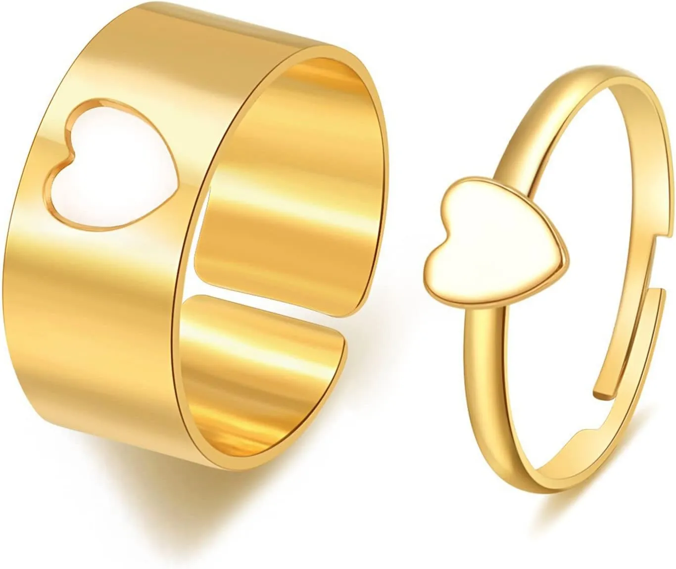 HUASAI Promise Rings for Couples Matching Couple Rings Engagement Rings Non Tarnish for Boyfriend Girlfriend Wedding Bands for Her Open Adjustable Wedding Rings Jewelry Gifts for Couples 2024