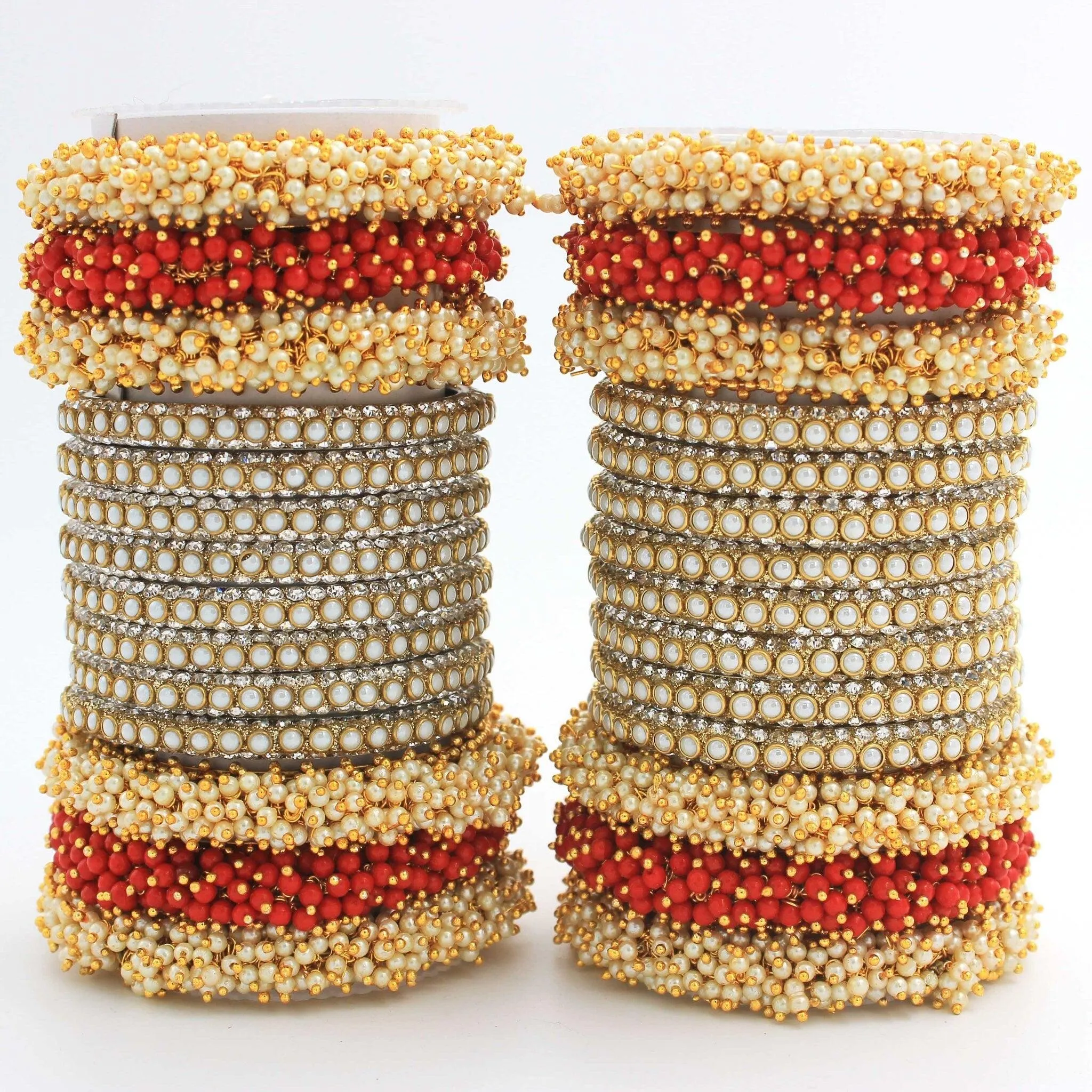 Indian bangle set , Bridal bangles, Metal bangles, Traditional wedding jewelry, Pearls and Stones Bridal Bangle Set for Women