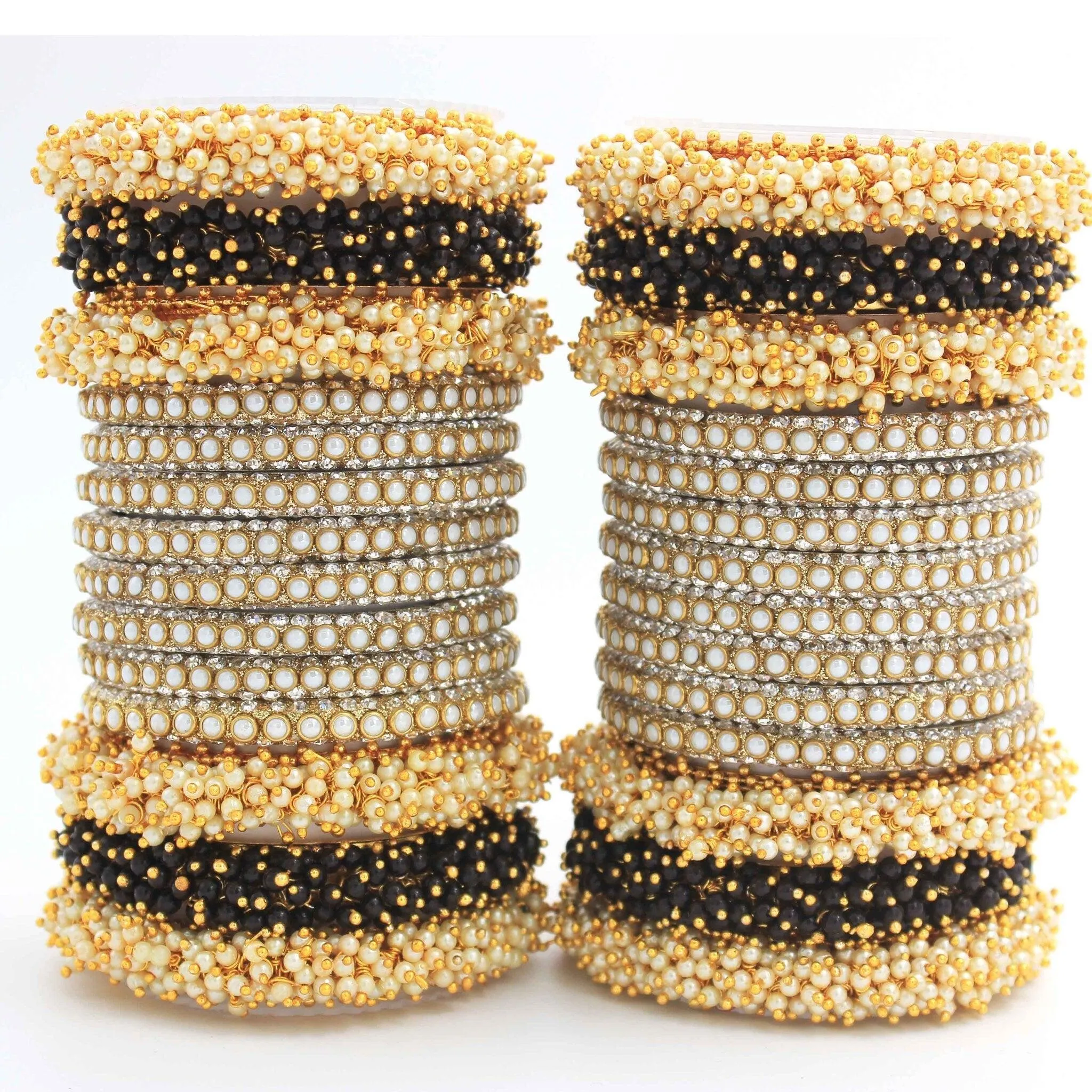 Indian bangle set , Bridal bangles, Metal bangles, Traditional wedding jewelry, Pearls and Stones Bridal Bangle Set for Women