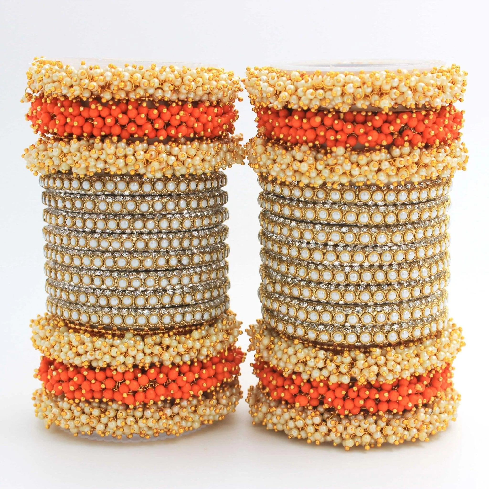 Indian bangle set , Bridal bangles, Metal bangles, Traditional wedding jewelry, Pearls and Stones Bridal Bangle Set for Women