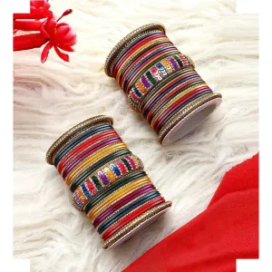 Indian bangles set with sequins work kada, Indian bangles, Wedding jewelry, festive colorful bangles