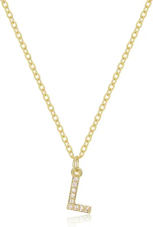 INENIMARTJ Gold Initial Necklaces for Women Trendy Gold Letter Necklace Dainty Rhinestone Initial Necklaces Simple Cute A-Z Pendant Necklaces for Womens Costume Accessories