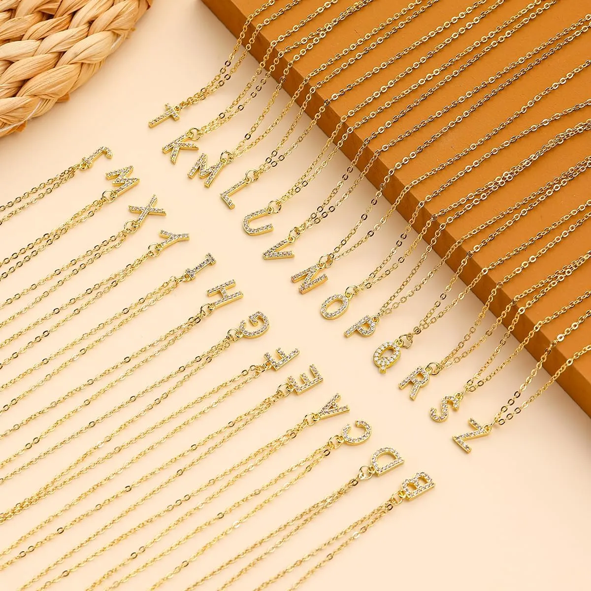 INENIMARTJ Gold Initial Necklaces for Women Trendy Gold Letter Necklace Dainty Rhinestone Initial Necklaces Simple Cute A-Z Pendant Necklaces for Womens Costume Accessories