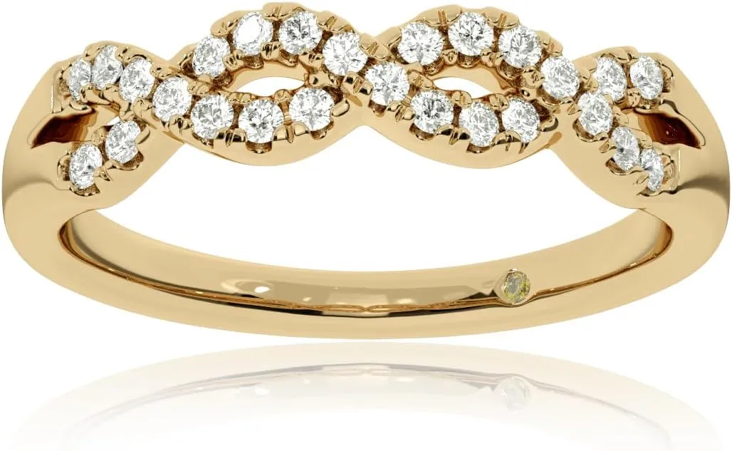 Infinity Diamond Rings for Women | Solid 10K White and Yellow Gold Lab Grown Diamond Wedding Band and Diamond Anniversary Ring | 1/4-1/2 Carat Certified GH VS/SI Diamond Ring