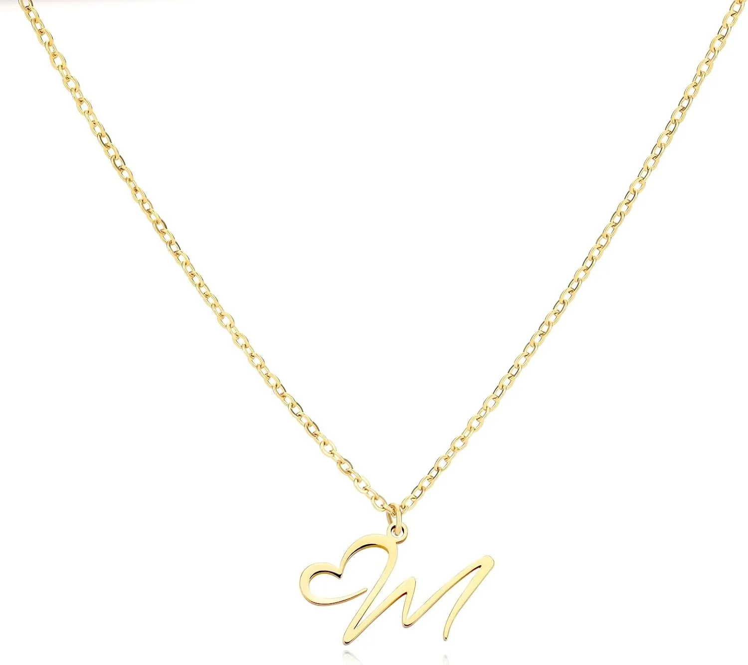 Initial Necklaces for Women 14k Gold Plated Necklace Dainty Gold Letter Pendant Heart Necklace Custom Personalized Name Necklace Cute Choker Necklace Minimalist Gold Jewelry Gift