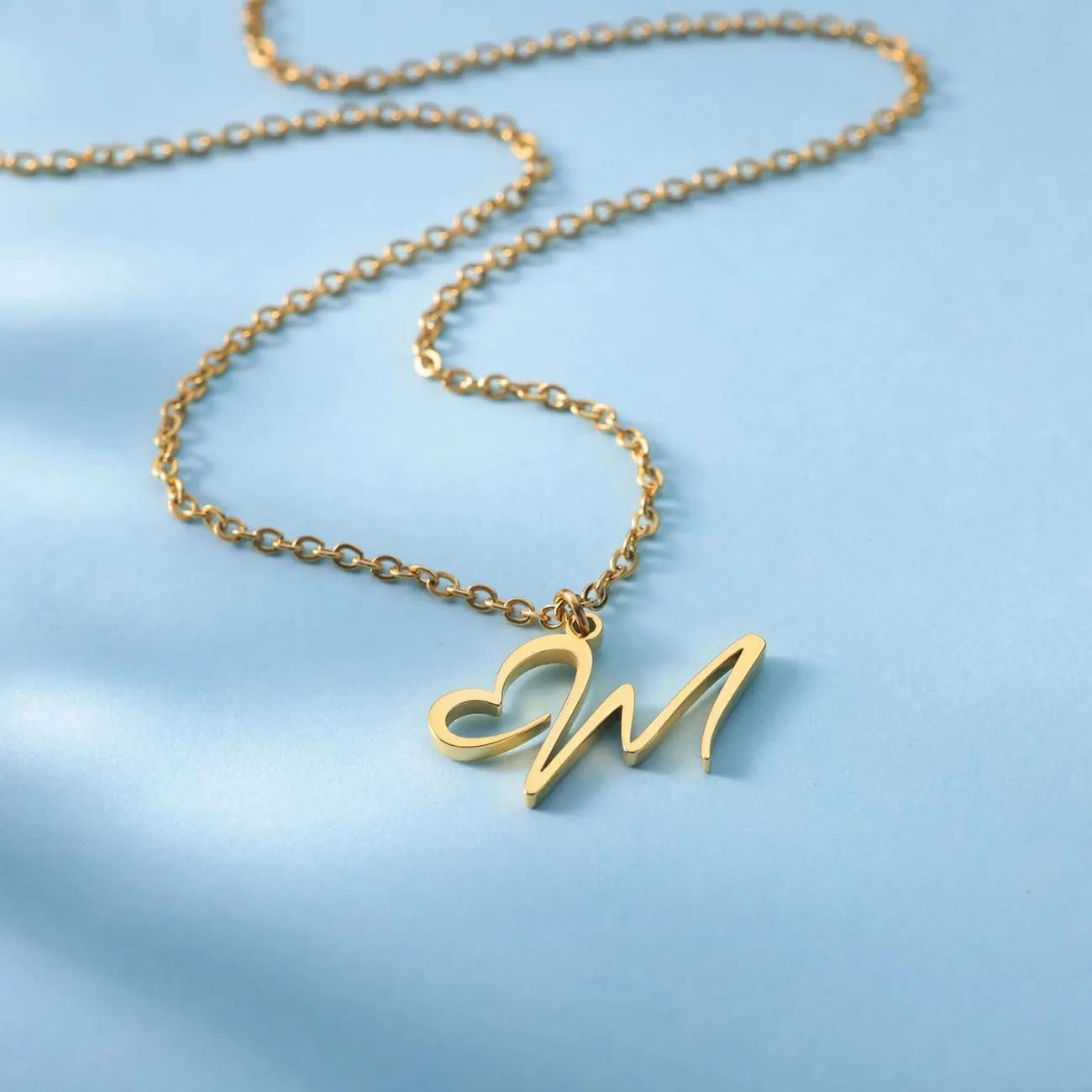 Initial Necklaces for Women 14k Gold Plated Necklace Dainty Gold Letter Pendant Heart Necklace Custom Personalized Name Necklace Cute Choker Necklace Minimalist Gold Jewelry Gift