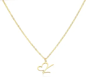 Initial Necklaces for Women 14k Gold Plated Necklace Dainty Gold Letter Pendant Heart Necklace Custom Personalized Name Necklace Cute Choker Necklace Minimalist Gold Jewelry Gift