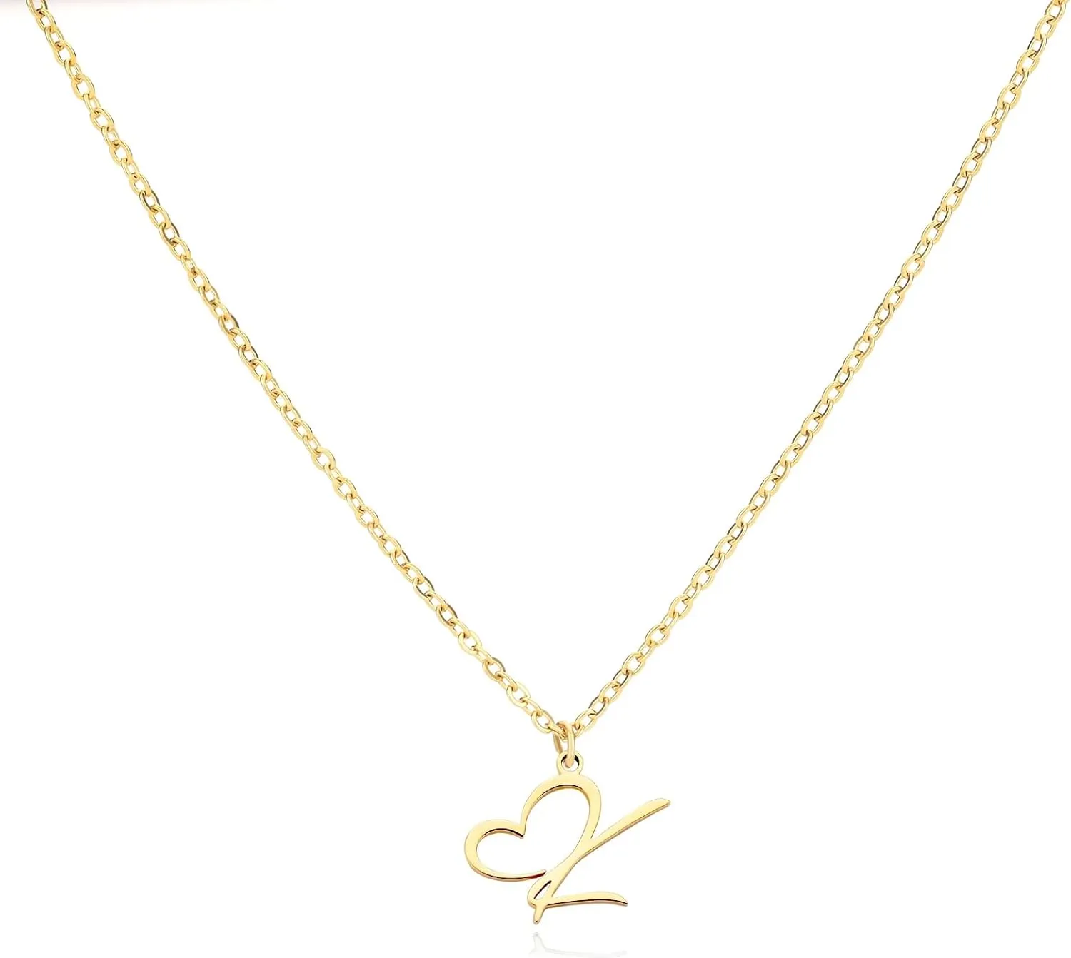 Initial Necklaces for Women 14k Gold Plated Necklace Dainty Gold Letter Pendant Heart Necklace Custom Personalized Name Necklace Cute Choker Necklace Minimalist Gold Jewelry Gift