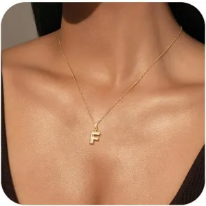 Initial Necklaces for Women, 14k Gold Plated Tiny Small Dainty Letter NecklaceSimple Cute Choker Necklaces Trendy Jewelry Gift