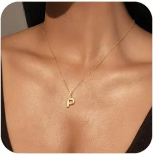 Initial Necklaces for Women, 14k Gold Plated Tiny Small Dainty Letter NecklaceSimple Cute Choker Necklaces Trendy Jewelry Gift