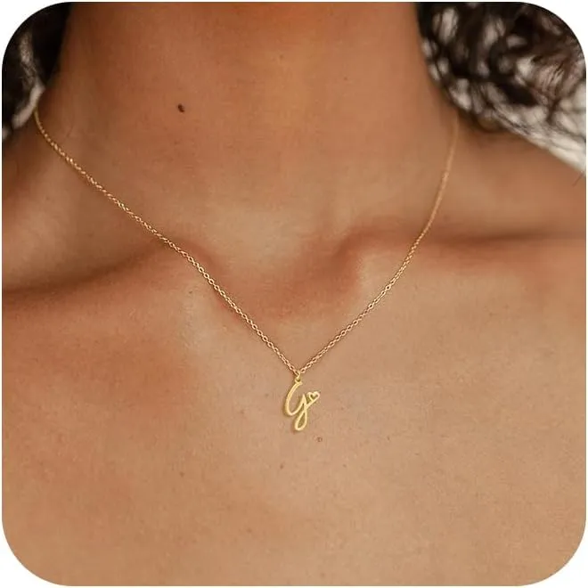 Initial Necklaces for Women, Dainty Gold Letter Pendant Necklace 14K Gold Plated Name Necklace Cute Initial Necklaces Personalized Monogram Choker Necklaces for Women Trendy Gold Jewelry Gifts
