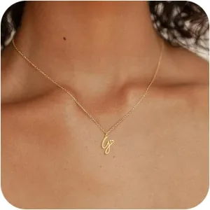 Initial Necklaces for Women, Dainty Gold Letter Pendant Necklace 14K Gold Plated Name Necklace Cute Initial Necklaces Personalized Monogram Choker Necklaces for Women Trendy Gold Jewelry Gifts