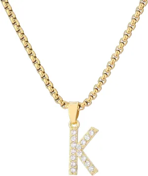 Initial Necklaces for Women Gold Plated Cubic Zirconia Chain Necklace Letter Pendant Initial Choker Necklace Gold Necklaces for Women