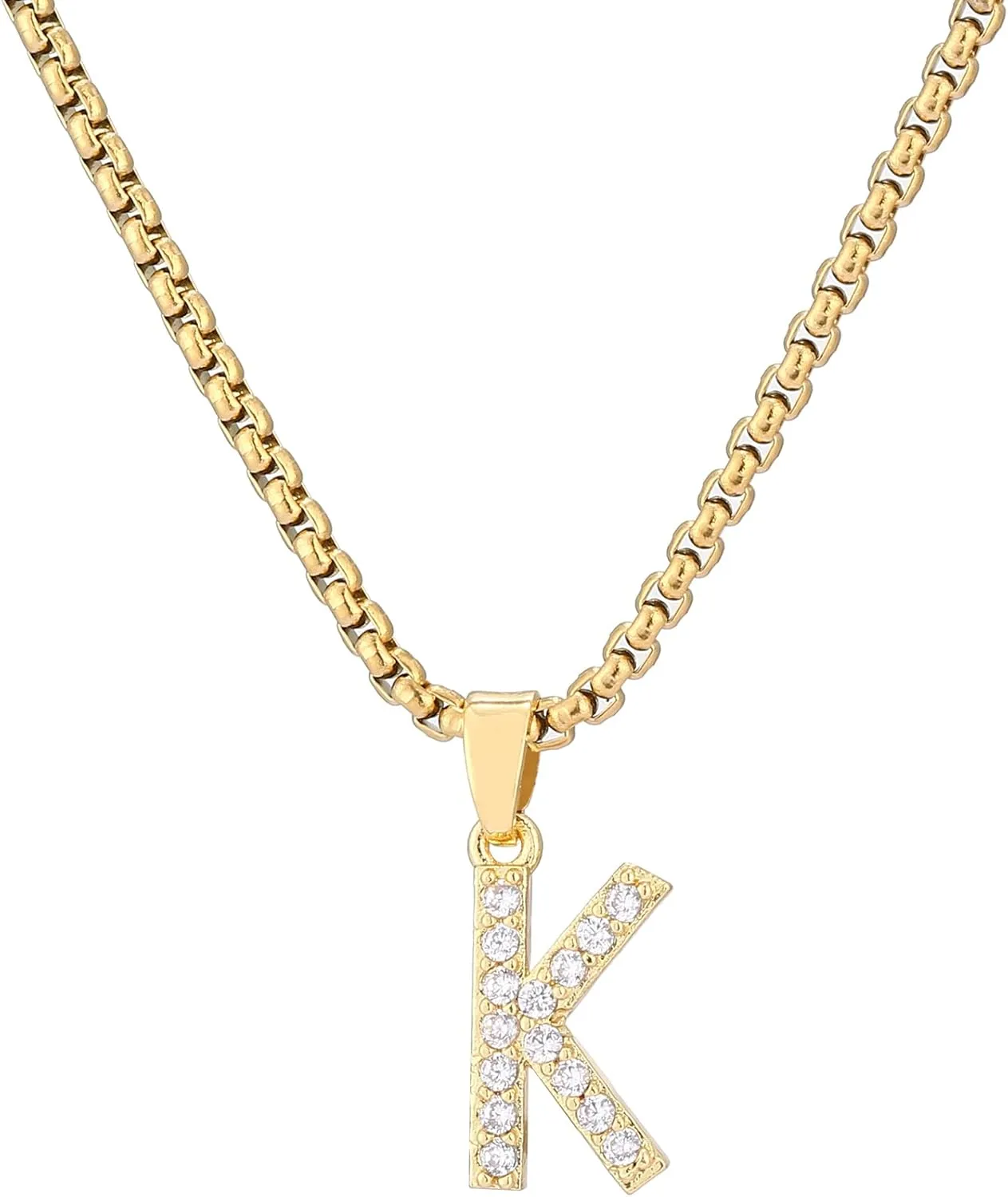 Initial Necklaces for Women Gold Plated Cubic Zirconia Chain Necklace Letter Pendant Initial Choker Necklace Gold Necklaces for Women