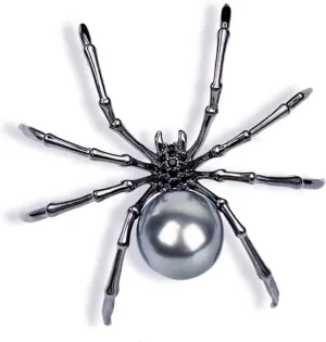 ink2055 Fashion Women Rhinestone Faux Pearl Spider Brooch Pin Corsage Lapel Jewelry Gift,Vintage Fashion Brooch Pins for Women Teen Girls Crafts Gift - Black