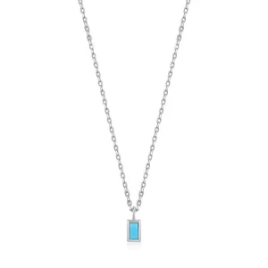 Into the Blue - Silver Turquoise Drop Pendant Necklace