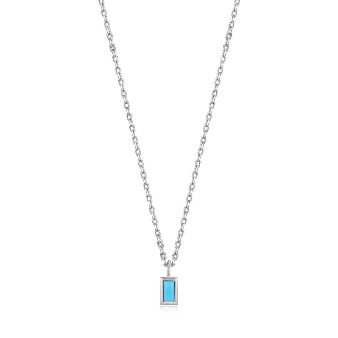Into the Blue - Silver Turquoise Drop Pendant Necklace