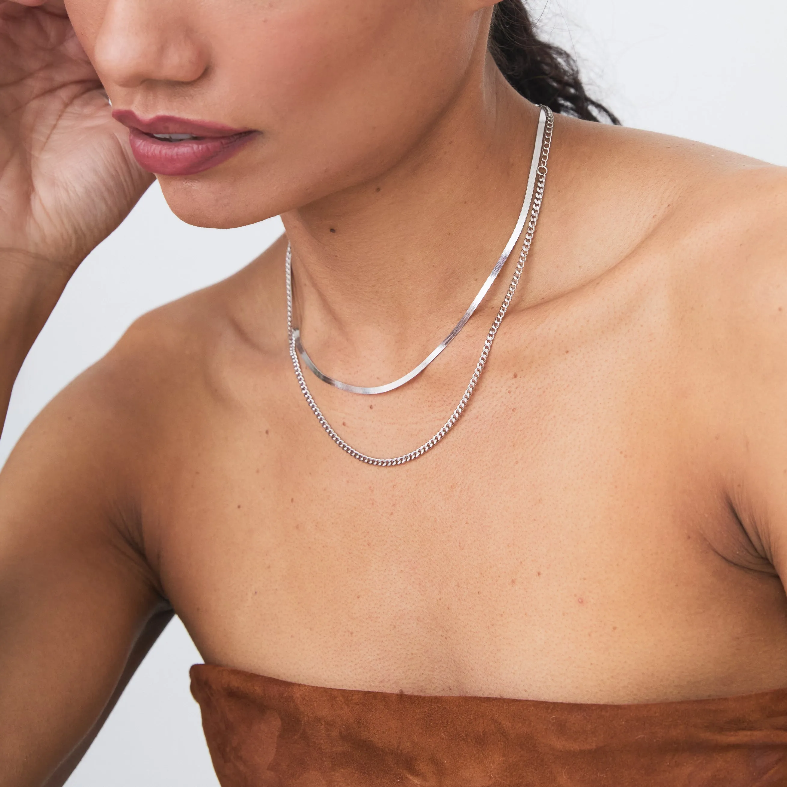 ISABELLA HERRINGBONE NECKLACE SILVER