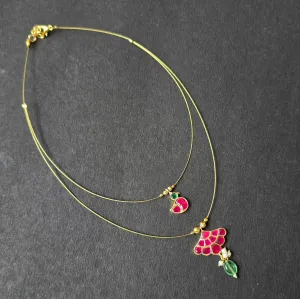 Jadau Kundan Stone Invisible Chain With Green Beads