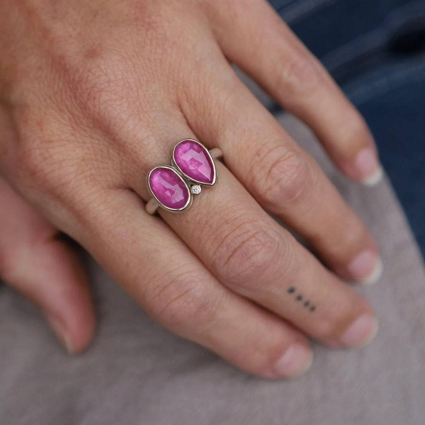 Jamie Joseph Double Asymmetrical Rose Cut African Ruby Ring