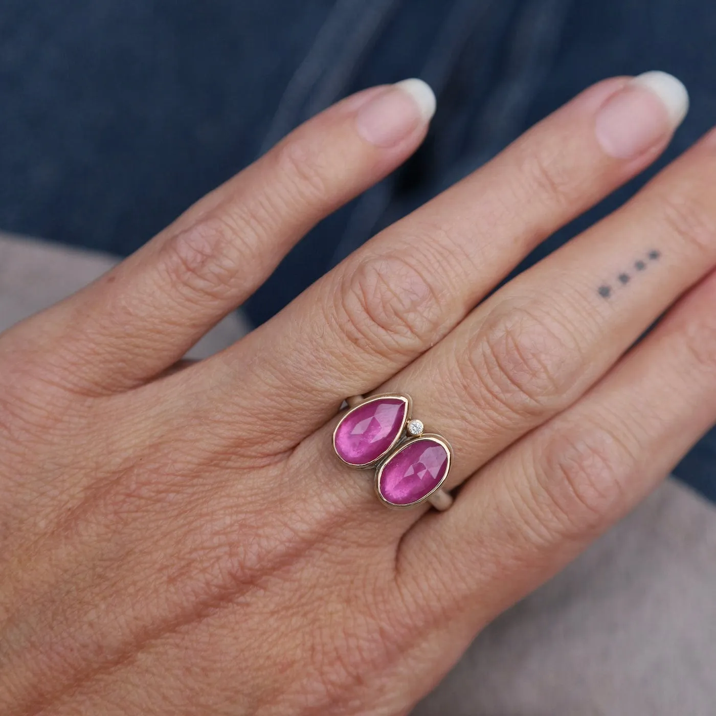 Jamie Joseph Double Asymmetrical Rose Cut African Ruby Ring