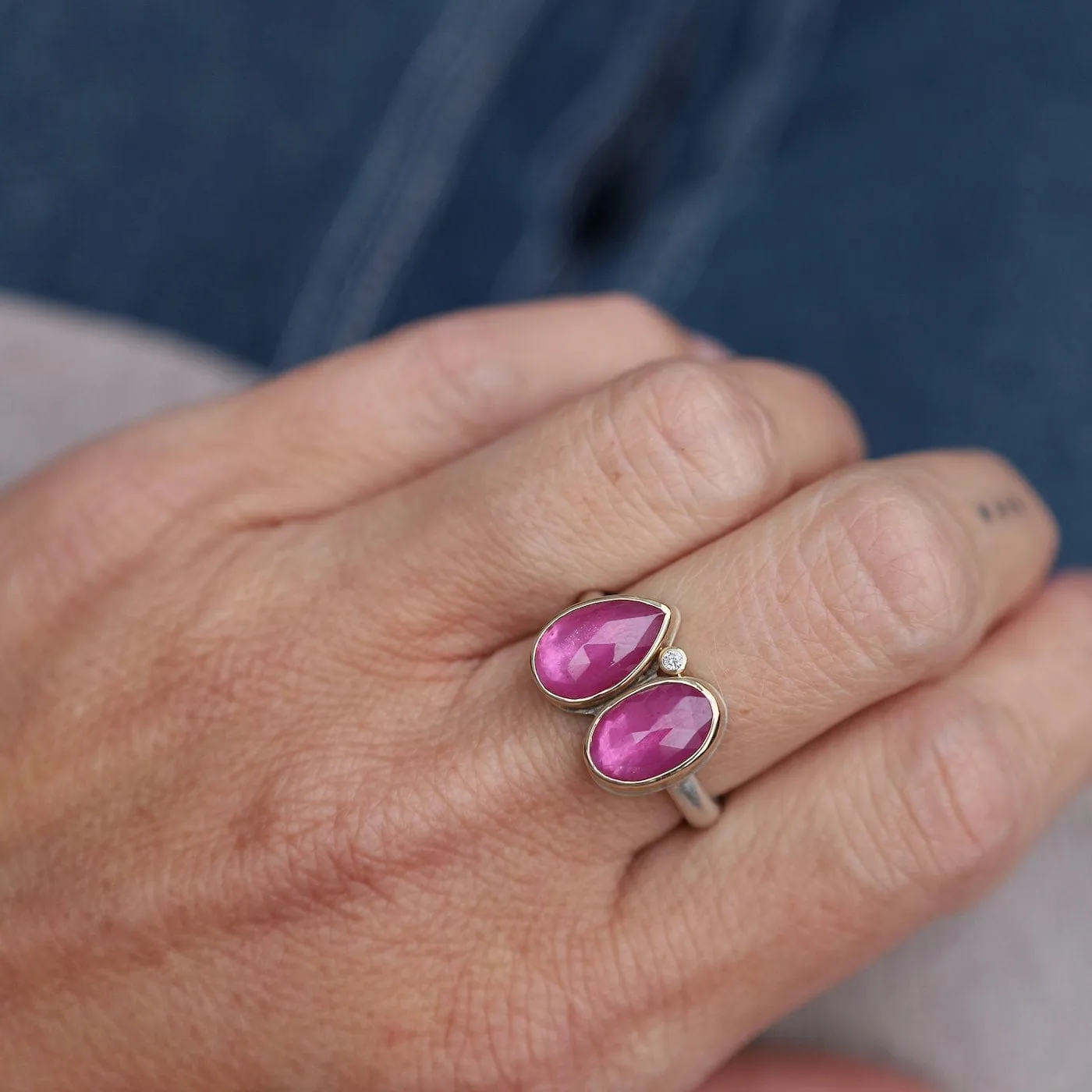Jamie Joseph Double Asymmetrical Rose Cut African Ruby Ring