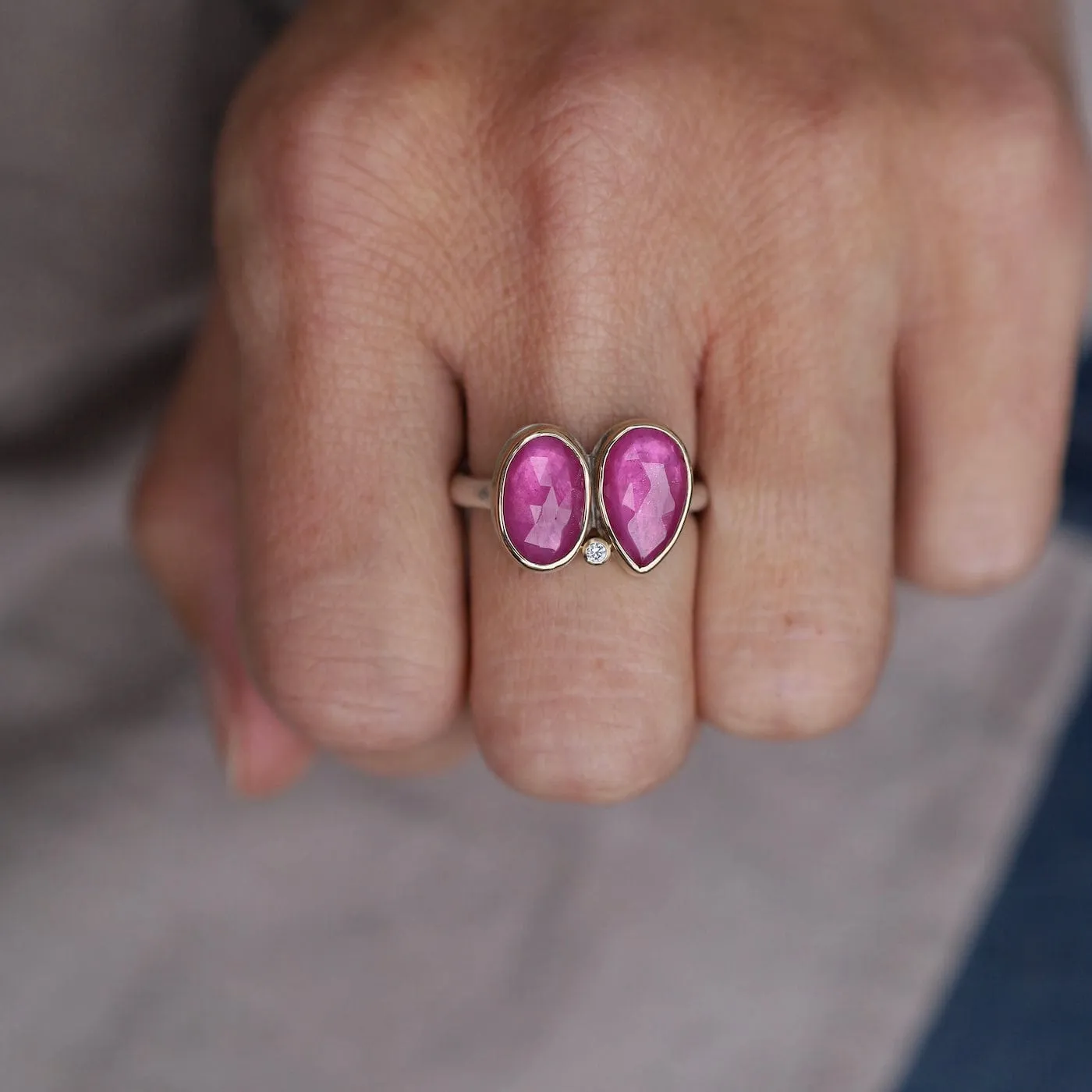 Jamie Joseph Double Asymmetrical Rose Cut African Ruby Ring