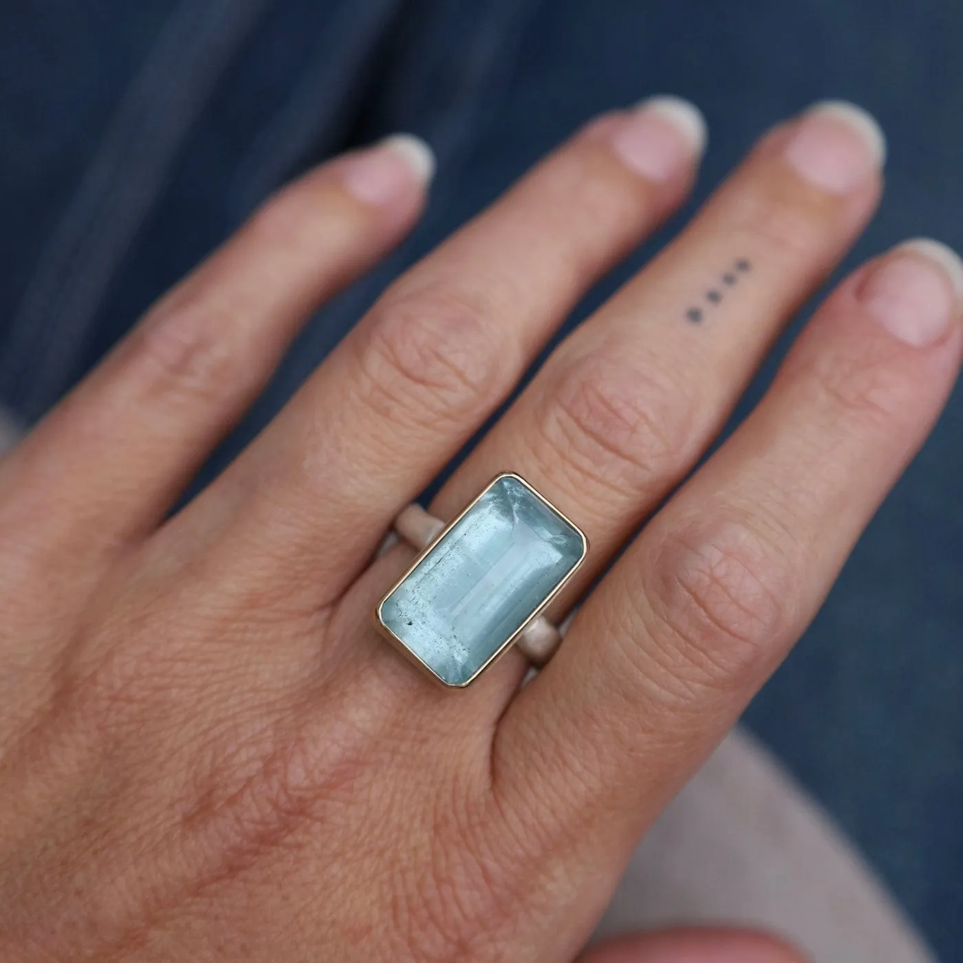 Jamie Joseph Vertical Rectangular Inverted Aquamarine Ring