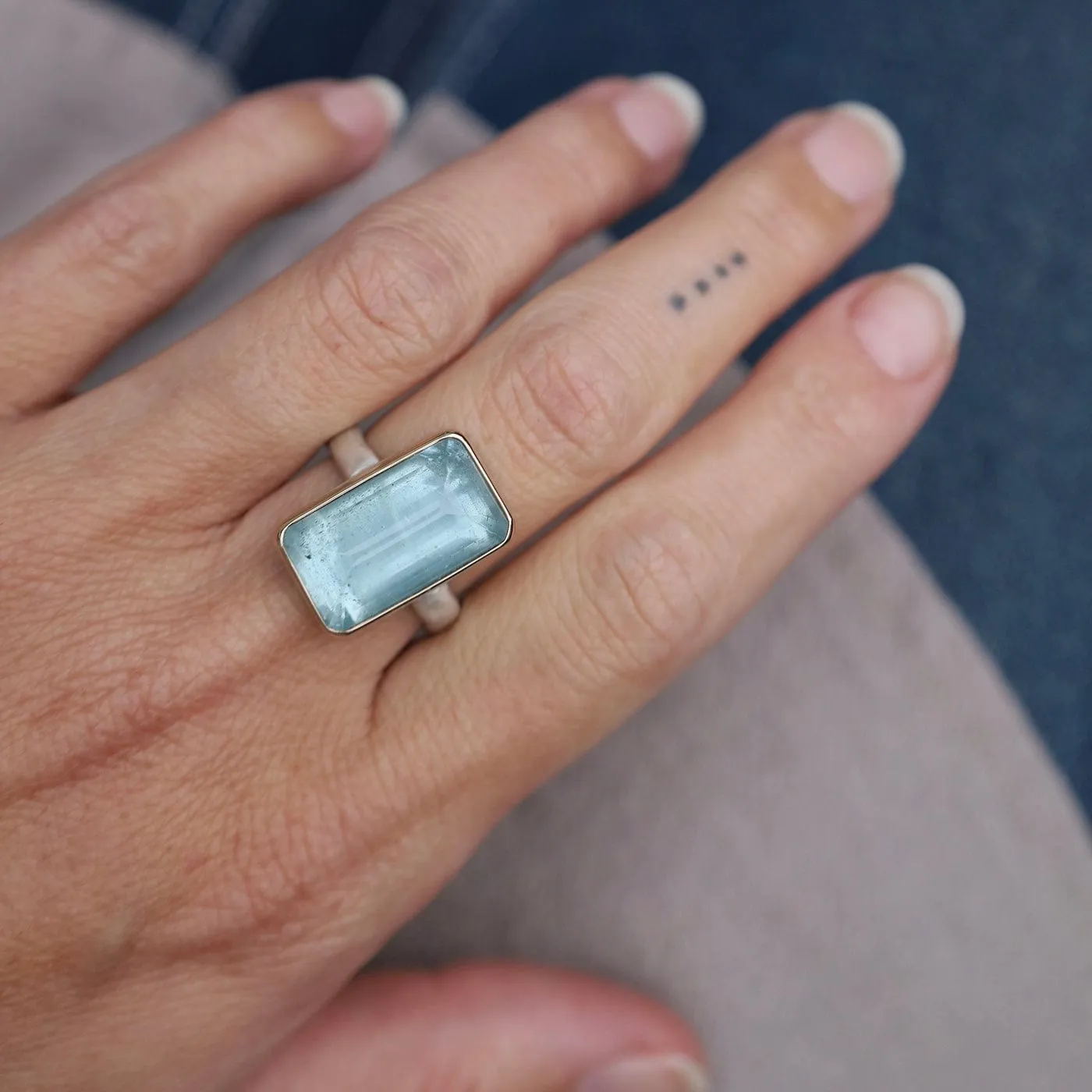 Jamie Joseph Vertical Rectangular Inverted Aquamarine Ring