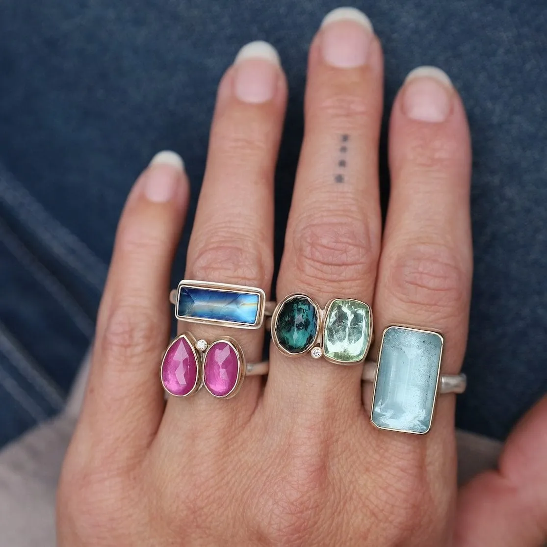 Jamie Joseph Vertical Rectangular Inverted Aquamarine Ring