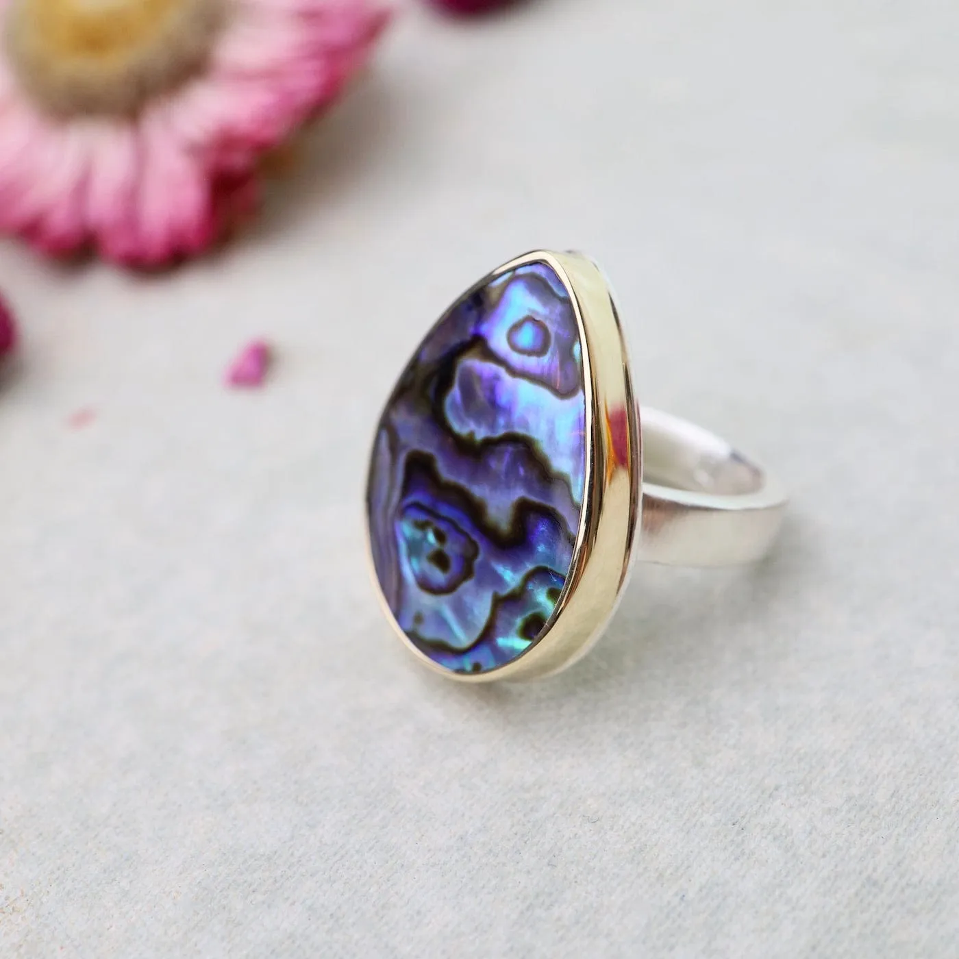 Jamie Joseph Vertical Teardrop Abalone Ring