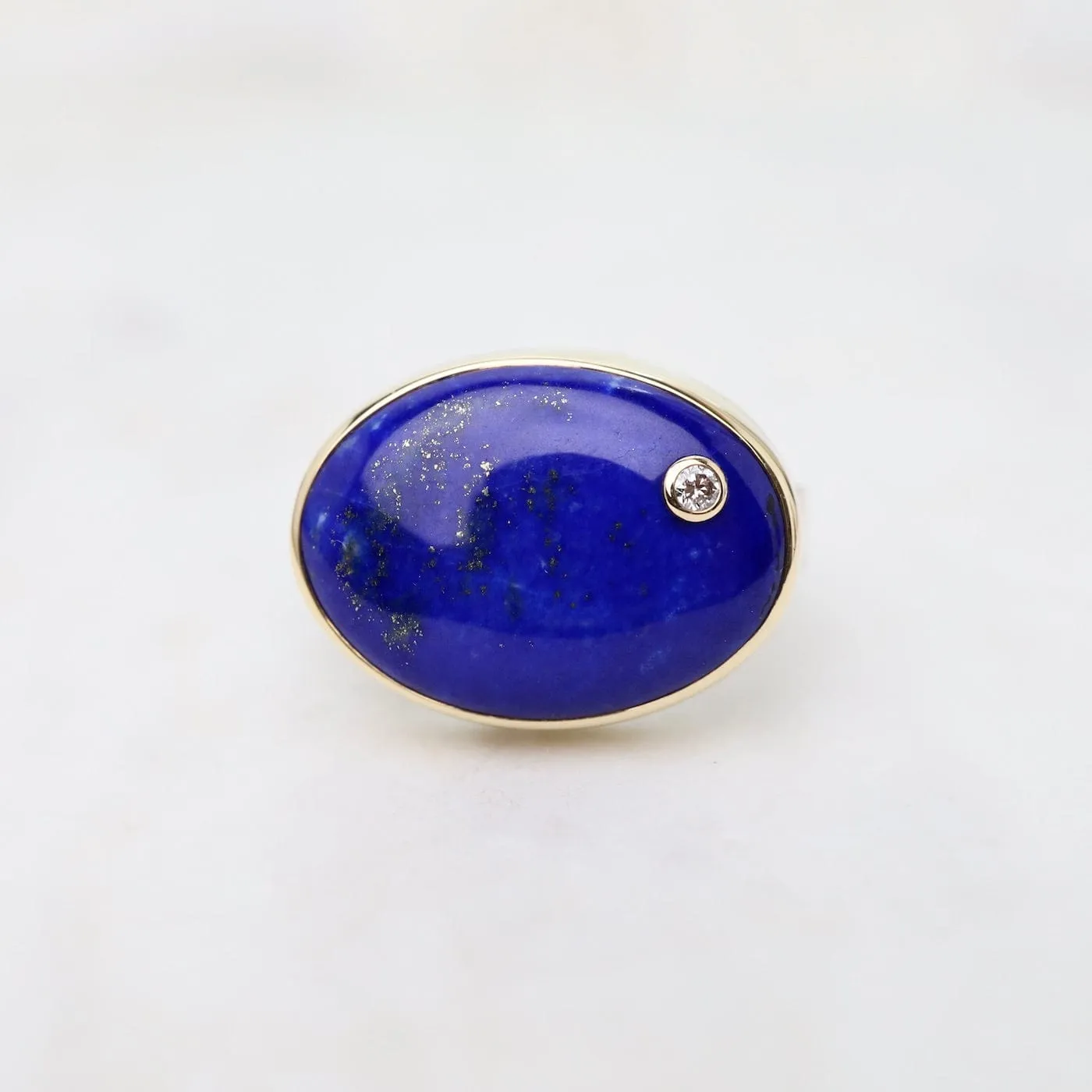 Jamie Jpseph Oval Smooth Lapis & Diamond Ring