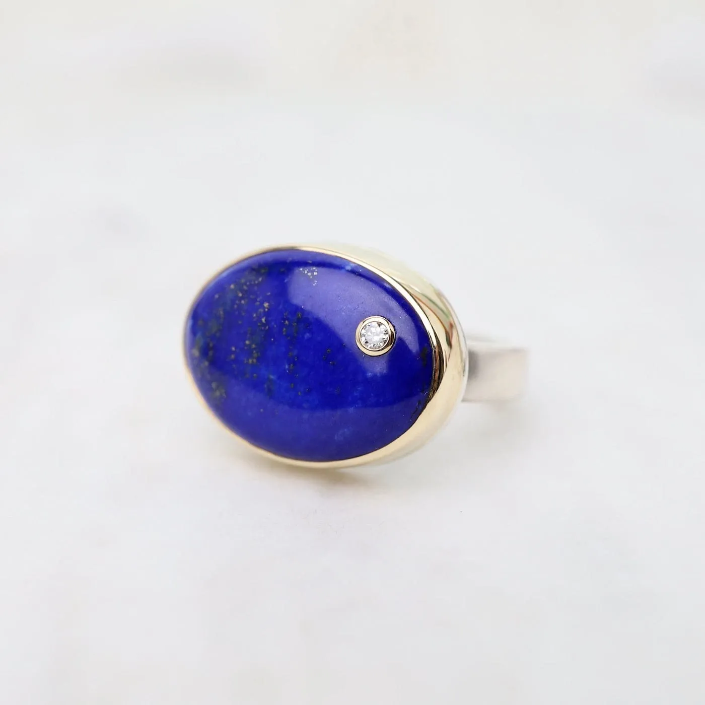 Jamie Jpseph Oval Smooth Lapis & Diamond Ring