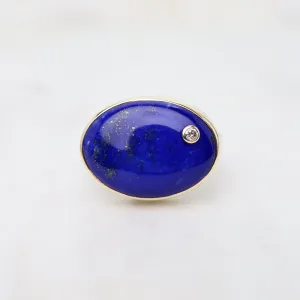 Jamie Jpseph Oval Smooth Lapis & Diamond Ring