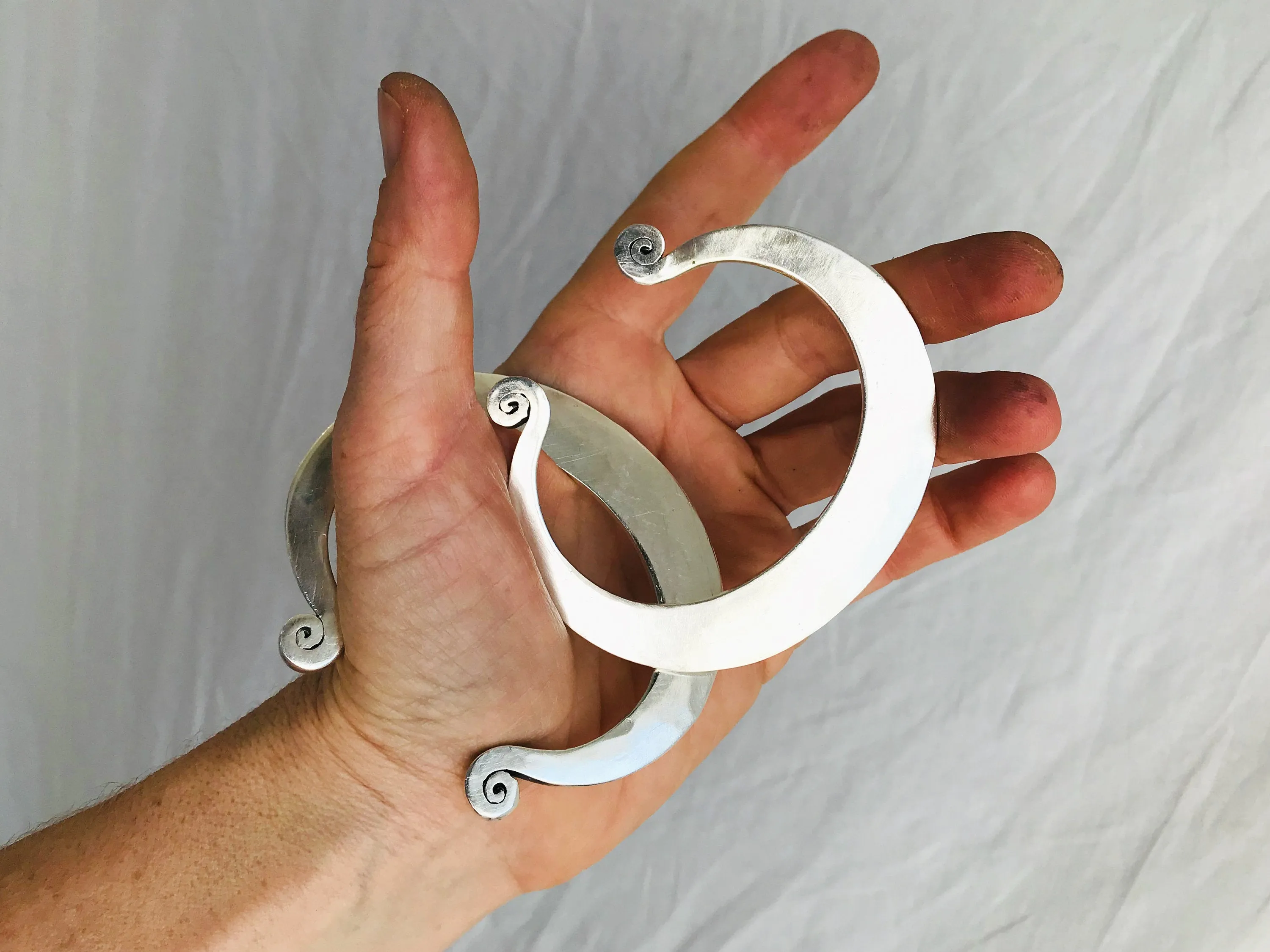 Karen Hill Tribe Bangle. Sterling Silver. PAIR. Thailand