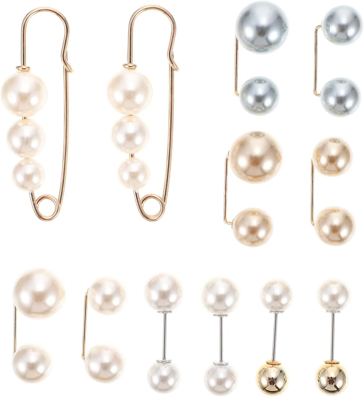 KESYOO Waist Pin Jewelry Set 12pcs Pin Locking Back Brooch Alloy Pearl Brooch for Women Decor Random Style