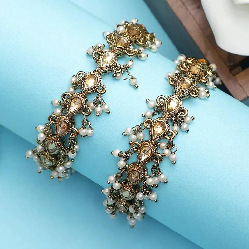 Kundan Indian Bridal Kadas, Silver gold kadas