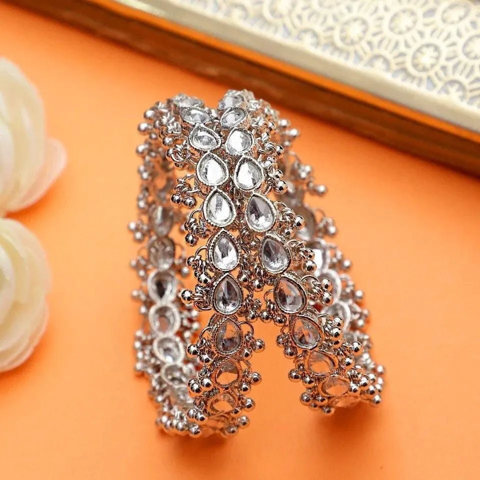 Kundan Indian Bridal Kadas, Silver gold kadas